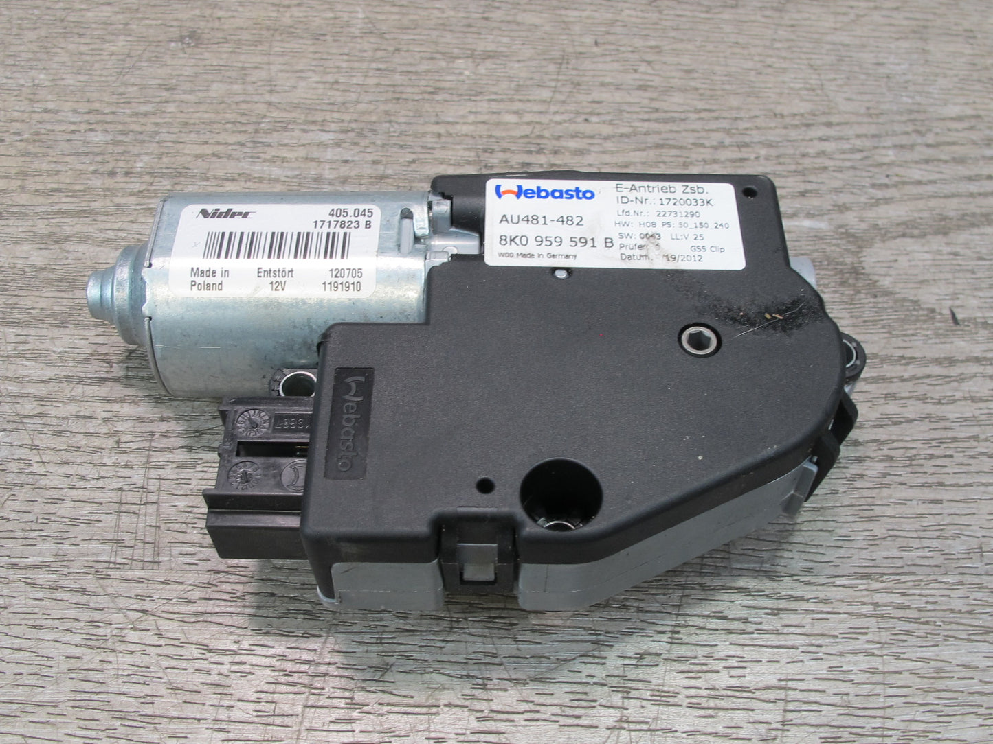 10-16 Audi A4 S4 B8 Sunroof Motor Drive Unit 8K0959591B OEM