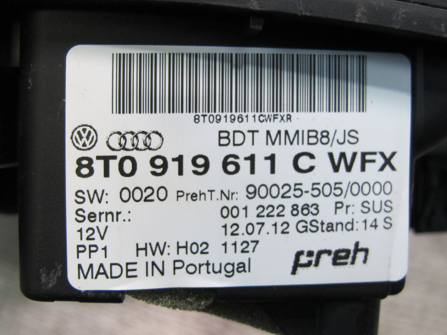 13-16 Audi A4 S4 B8 AT MMI Center Console Radio Navi Switch Panel 8T0919611C OEM