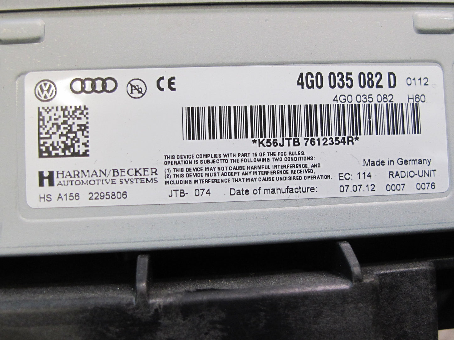 2013 Audi A4 S4 Rear Trunk Satellite Radio Receiver Module w Mount Bracket OEM