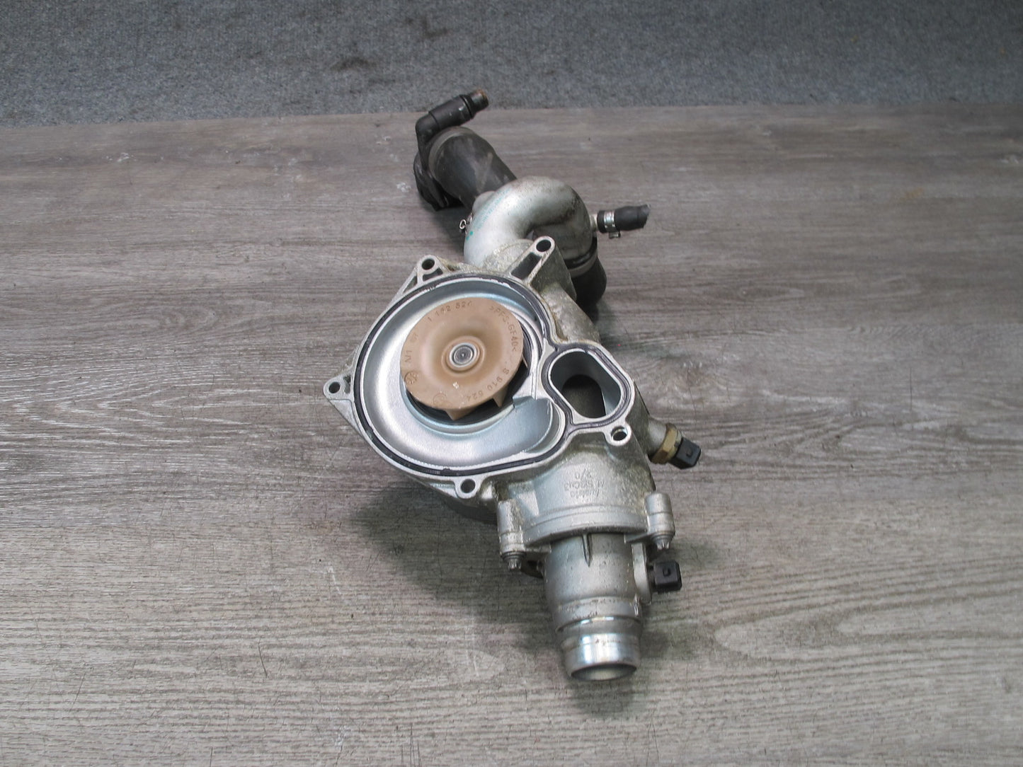 11-16 BMW F12 F10 550i N63 Engine Coolant Water Pump w Thermostat Housing OEM