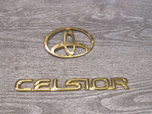 95-00 Toyota Celsior Rear Trunk Lid Badge Emblem Logo Symbol Set Gold OEM