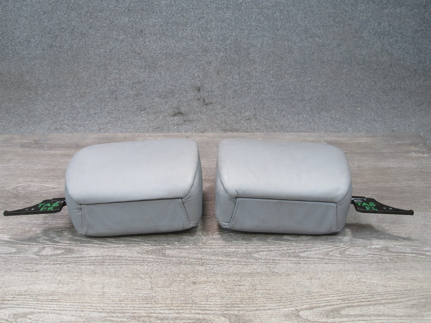01-06 BMW E46 Convertible Set of 2 Front Left & Right Leather Headrest Gray OEM