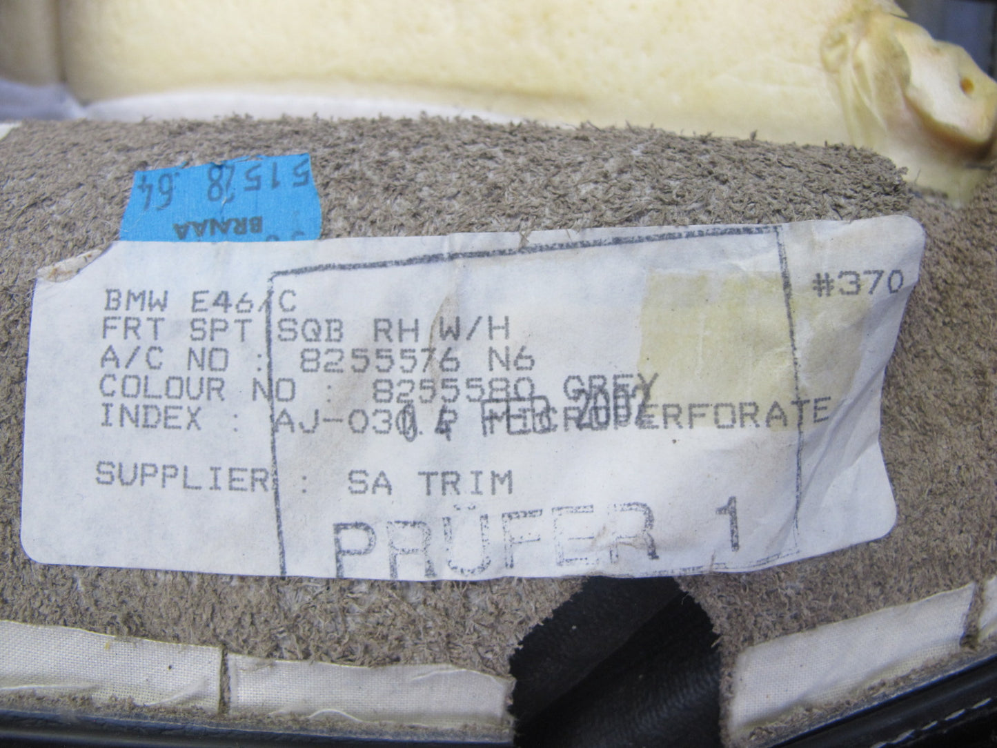 01-06 BMW E46 330ci Convertible Front Right Sport Seat Upper Leather Cushion OEM