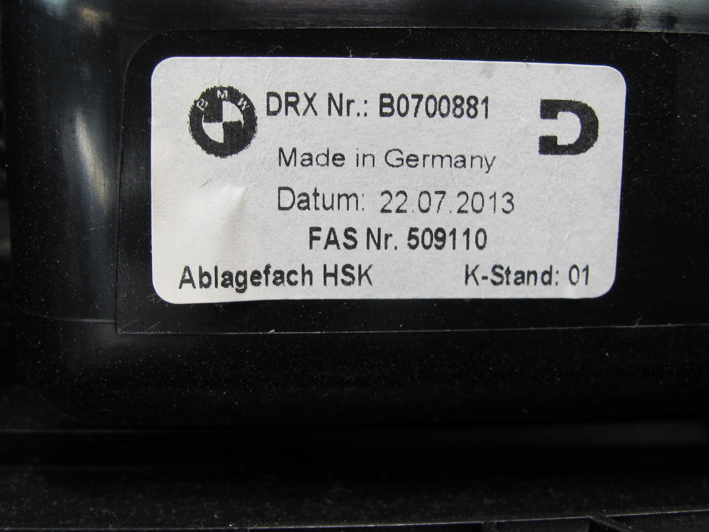 2012-2018 BMW F12 F13 F06 M6 Right Side Glove Box Storage Compartment Black