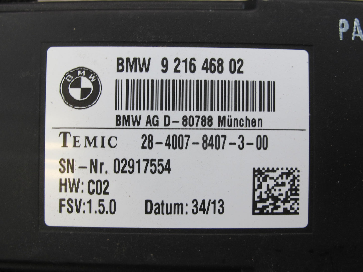 11-17 BMW F07 F10 F11 F25 X3 Heated Seat Control Module 9216468 OEM