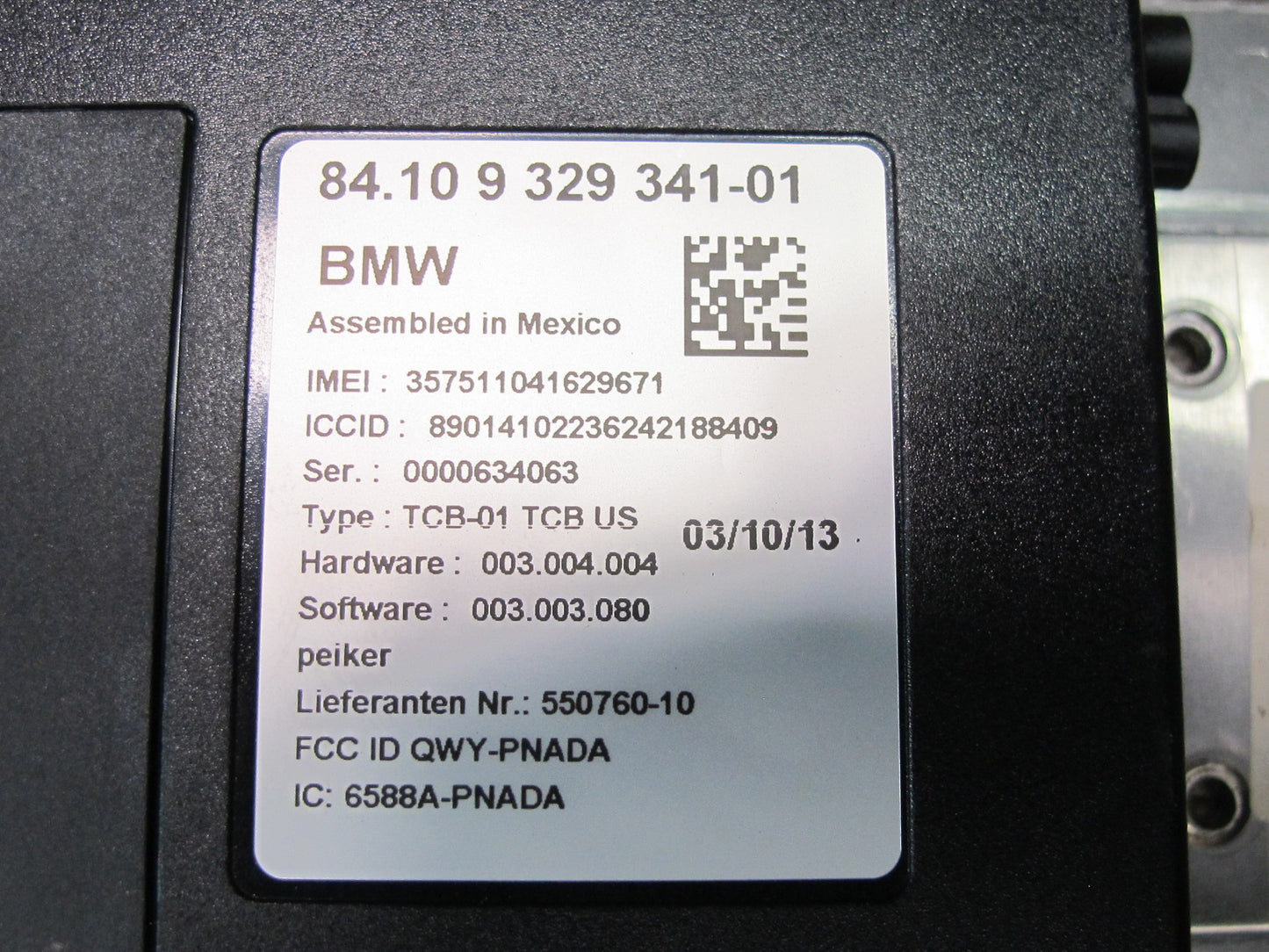 11-17 BMW F25 X3 Bluetooth Telematics Communication Control Module 9329341 OEM