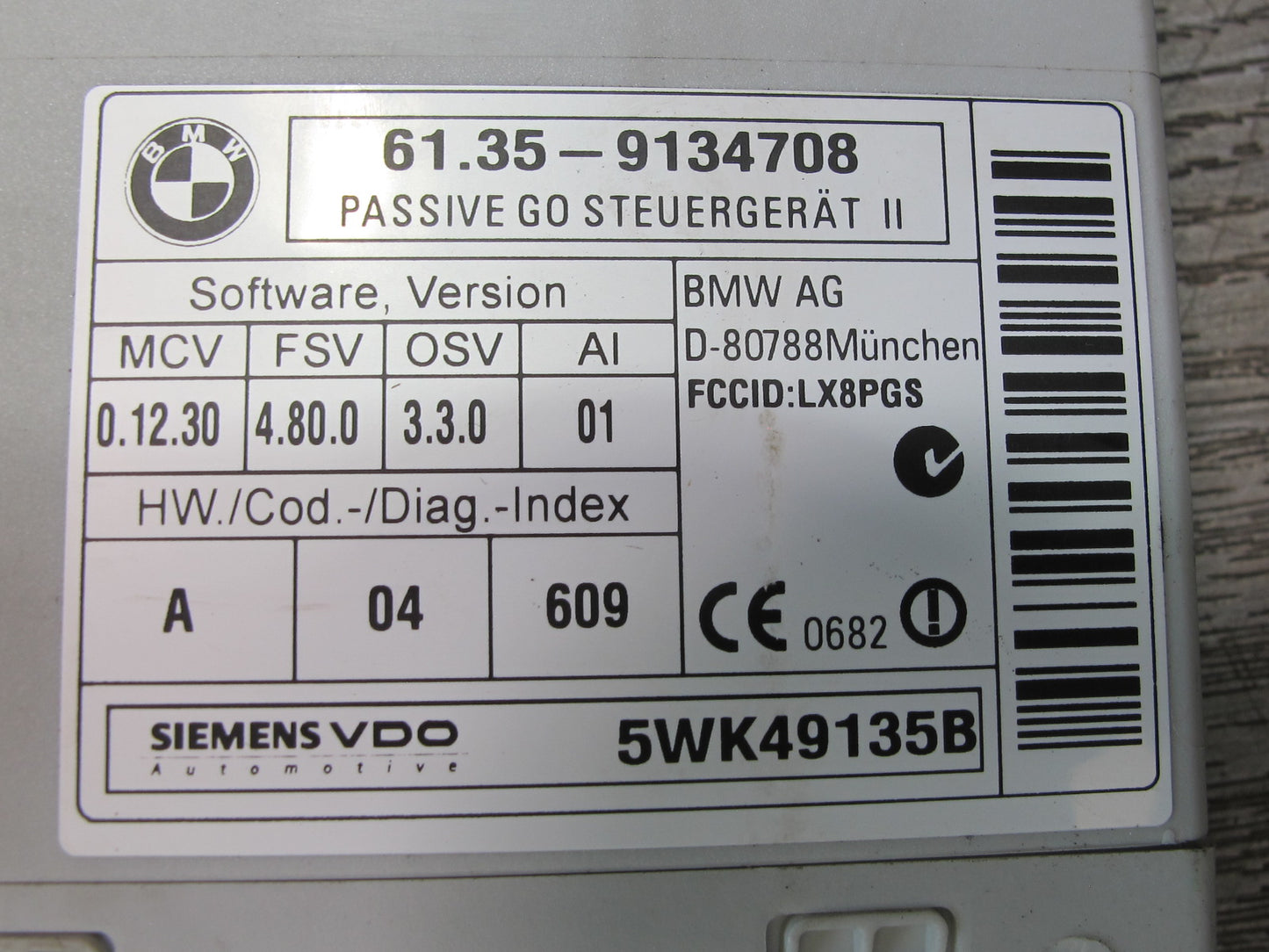 08-13 BMW E82 E88 135I Keyless Entry Passive GO Control Module 9134708 OEM