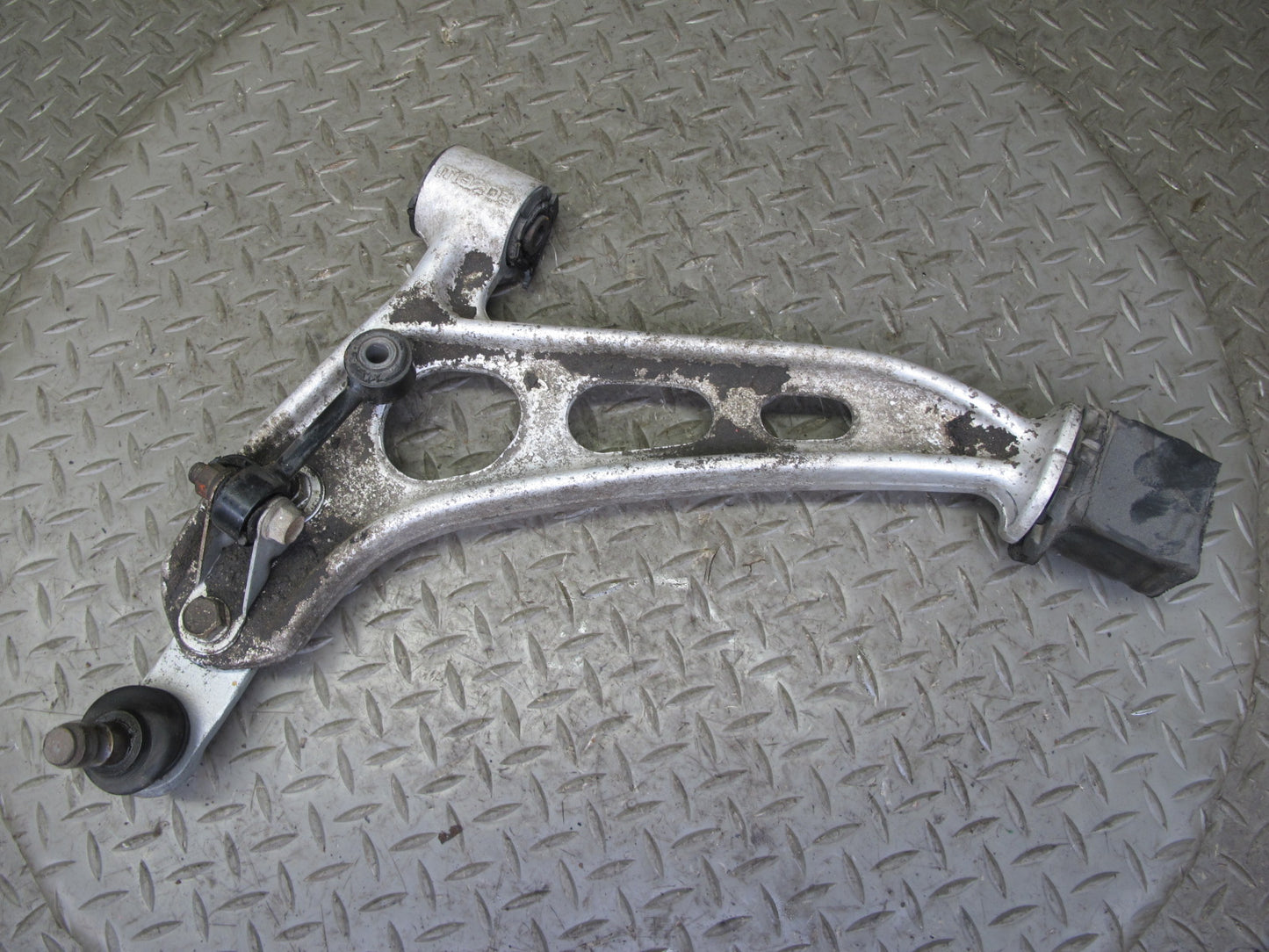 86-88 Mazda RX7 FC3S Front Left Suspension Lower Control Arm w Strut Rod OEM