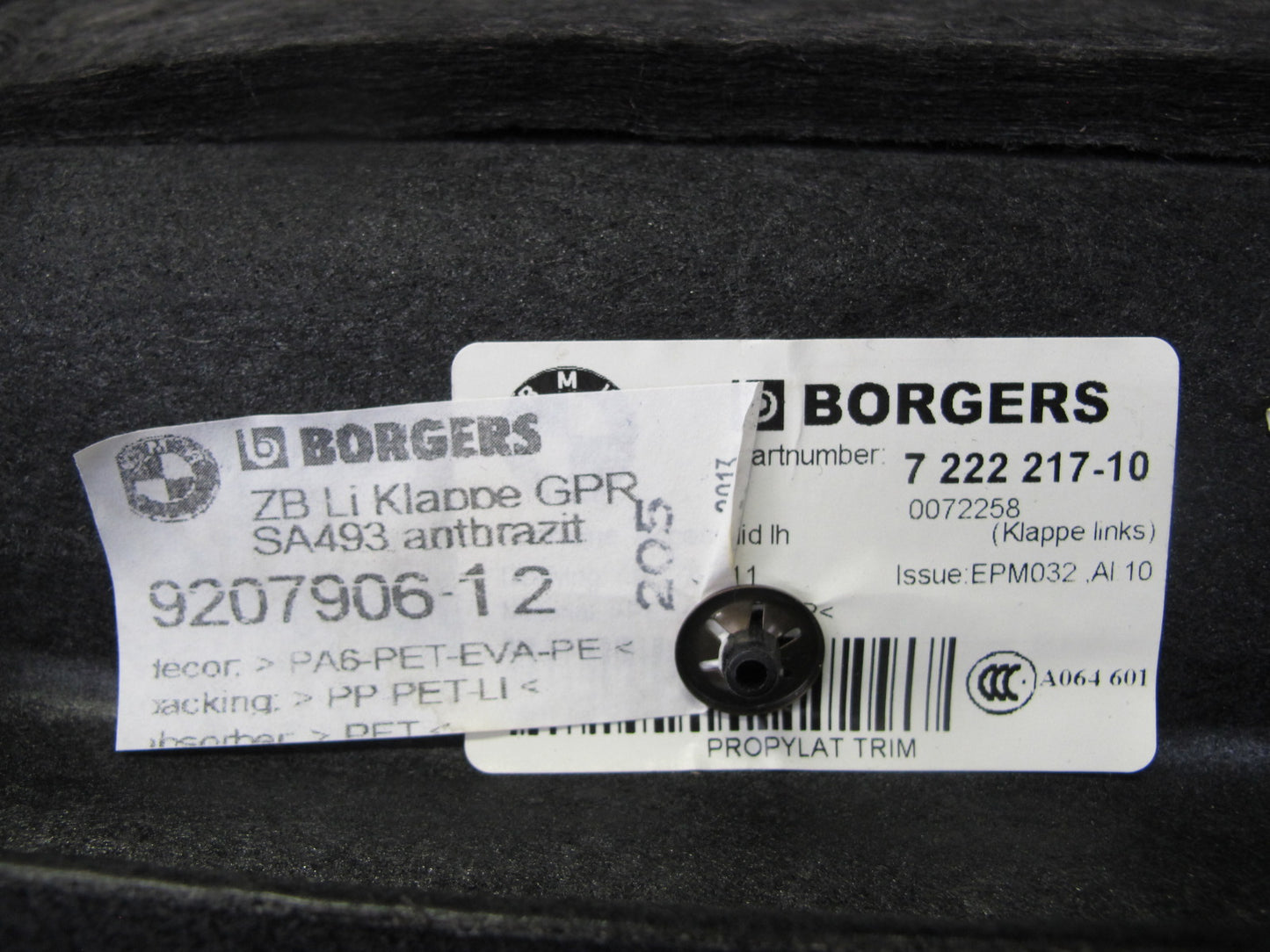 11-17 BMW F25 X3 Set of 2 Rear Trunk Access Carpet Liner Trim Cover OEM