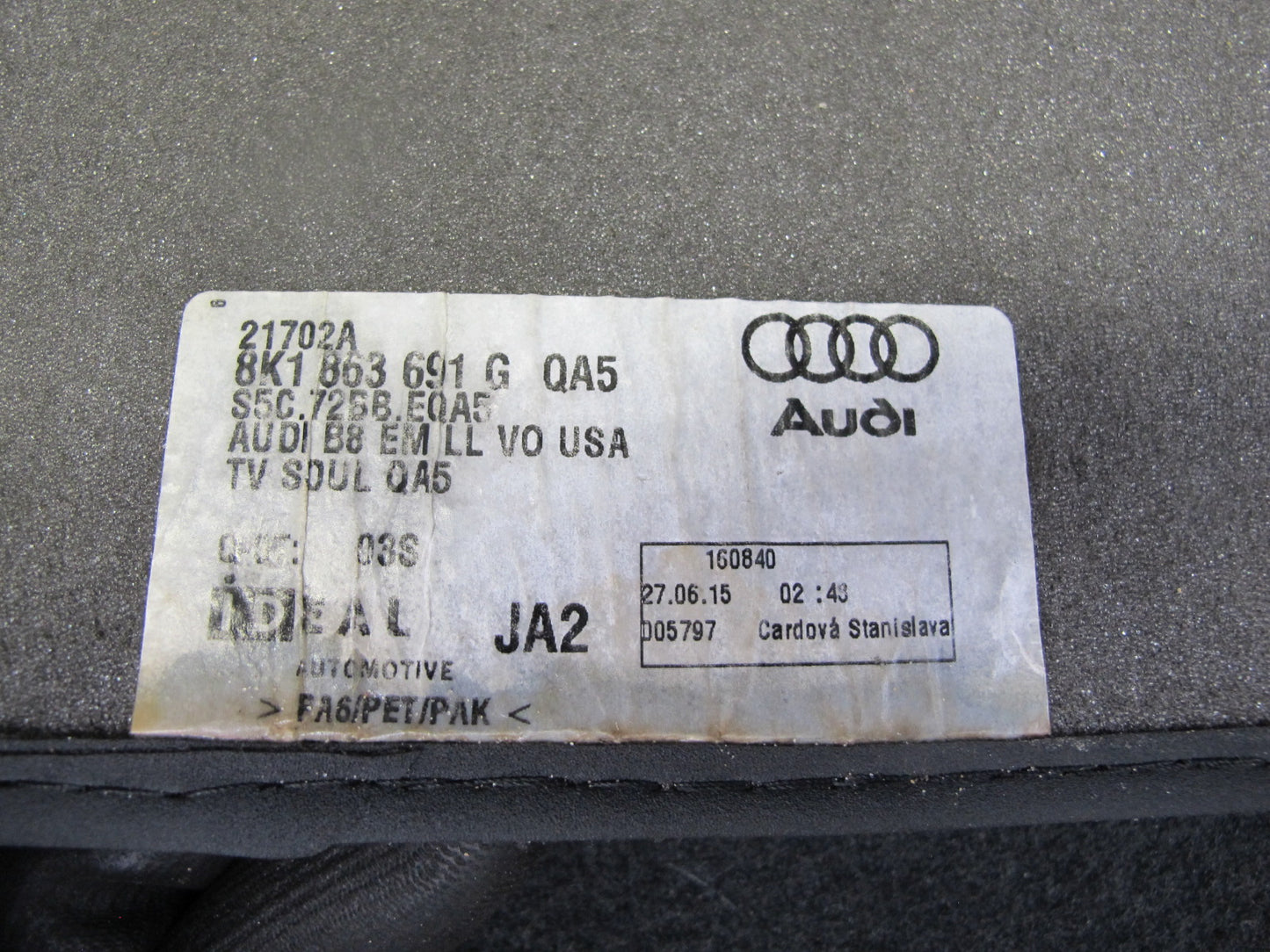13-16 Audi A4 S4 B8 Set of 4 Front & Rear Floor MAT Carpet Black OEM