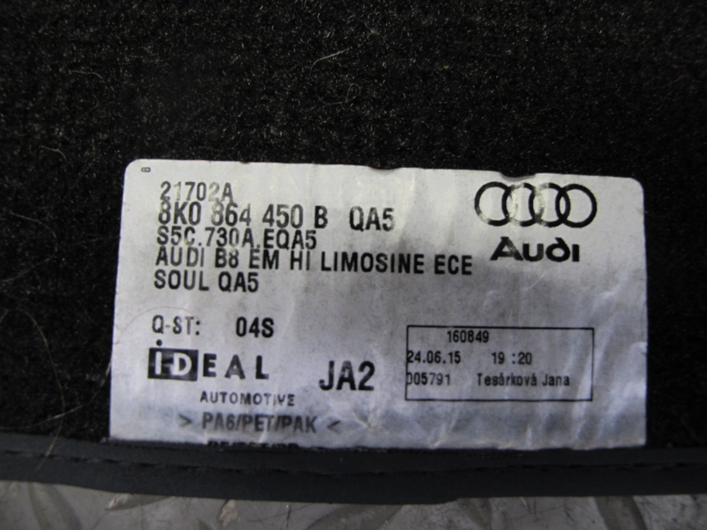 13-16 Audi A4 S4 B8 Set of 4 Front & Rear Floor MAT Carpet Black OEM