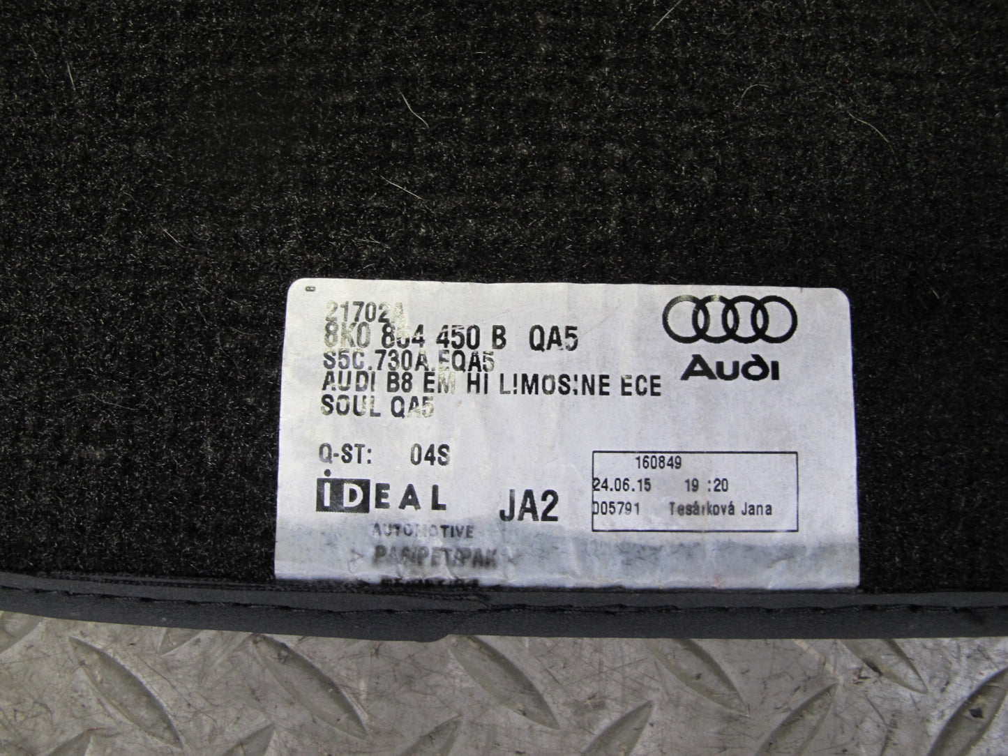 13-16 Audi A4 S4 B8 Set of 4 Front & Rear Floor MAT Carpet Black OEM
