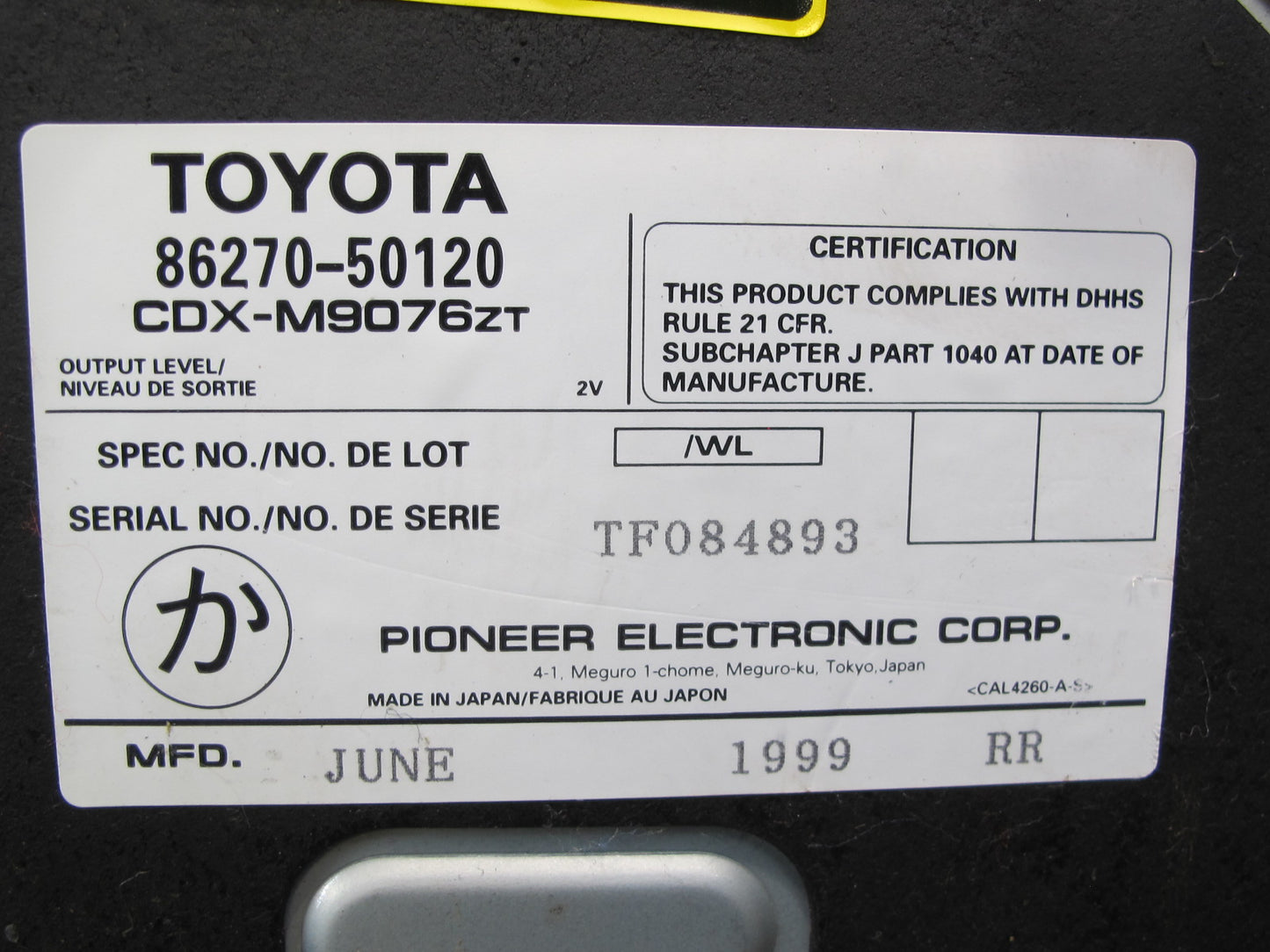 98-00 Lexus UCF20L LS400 CD Changer w Magazine 86270-50120 OEM