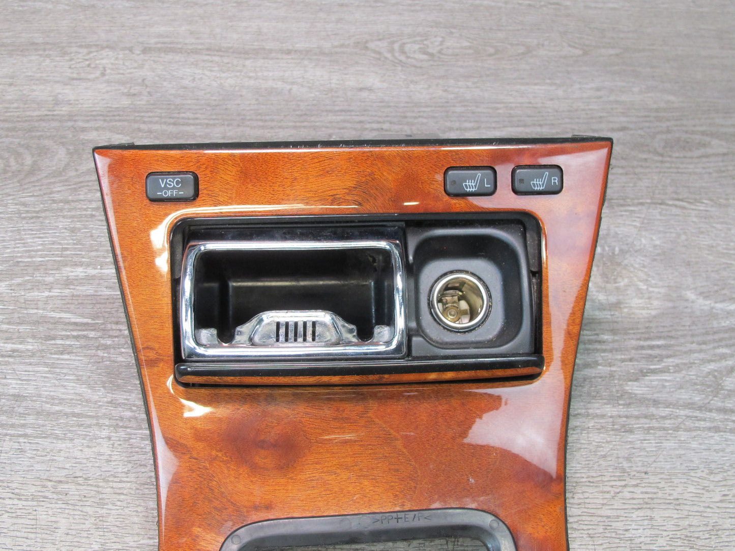 98-00 Lexus LS400 Center Console Shifter Wood Trim w VSC Heated Seat Switch OEM