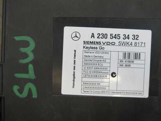 07-08 Mercedes R230 Sl-class Keyless GO Entry Control Module 2305453432 OEM