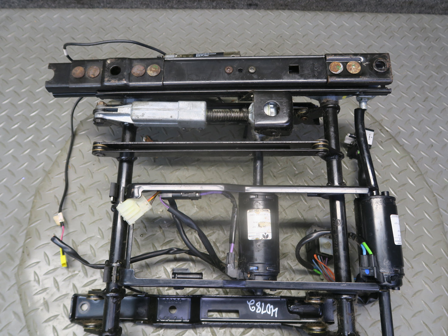 98-02 BMW E36/7 Z3 Front Left Seat Lower Frame Track Rail w Motors OEM
