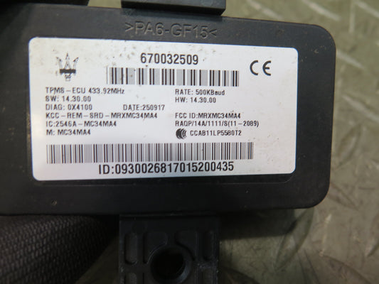 14-21 Maserati Quattroporte M156 TPMS Tire Pressure Monitoring Control Module