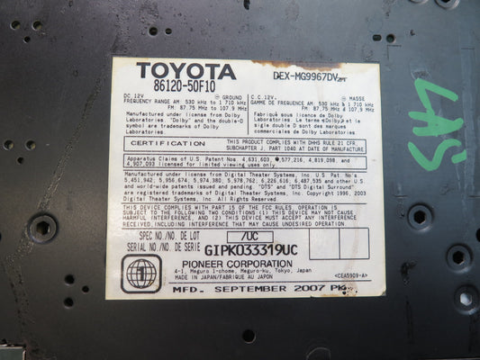 07-09 Lexus UVF46L LS600h LS460 Mark Levinson Radio CD Player Receiver OEM