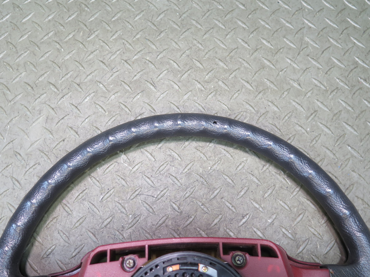 84-89 Nissan Z31 300ZX Leather Steering Black RED w Horn Pad Cover OEM