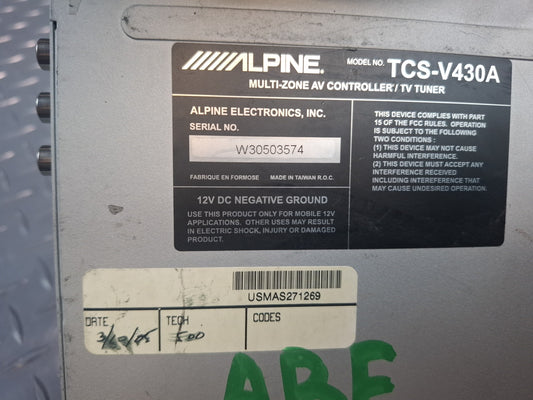 Alpine TCS-V430A Multi Zone TV Tuner AV Controller