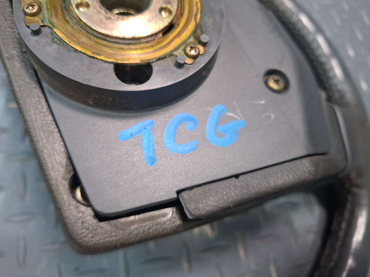 85-86 Toyota Cressida MX73 Leather Steering w Horn Pad Gray Damaged