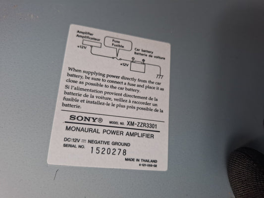 Sony Xplod XM-ZZR3301 Mono Subwoofer Amplifier 1100W