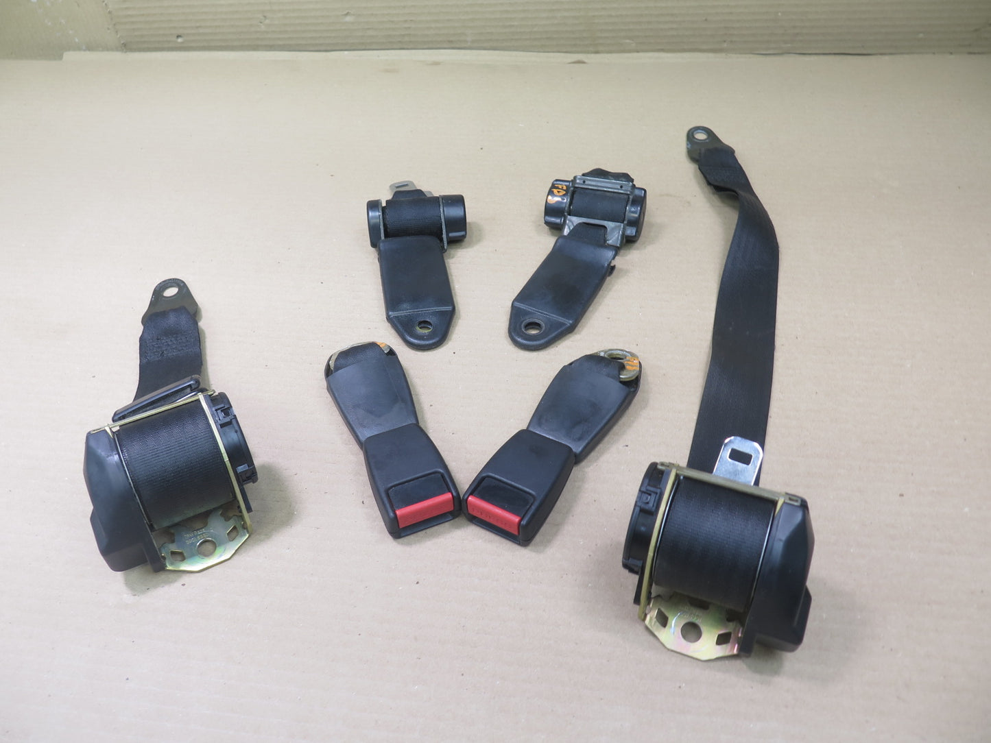 1982-1991 Porsche 944 Front & Rear Set Belt Retractors + Rear Buckles OEM