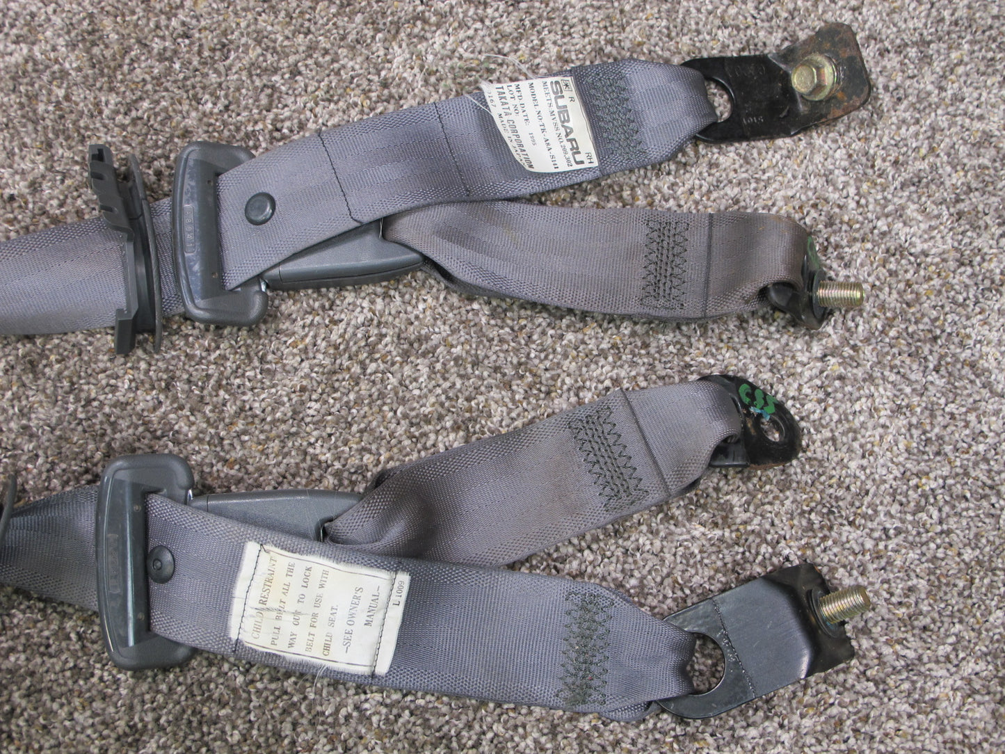 1993-1997 SUBARU SVX Rear Left & Right Seat Belt Set OEM