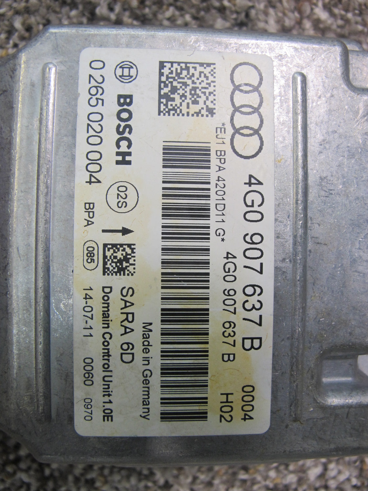 12-14 AUDI A7 A6 YAW RATE SPEED SENSOR MODULE 4G0907637B OEM