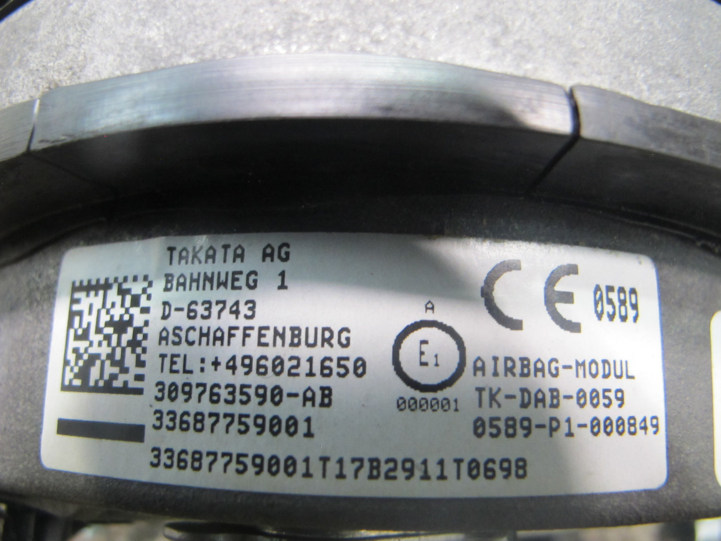 2001-2006 BMW 3-Series E46 Sport Steering Wheel SRS Air Bag OEM