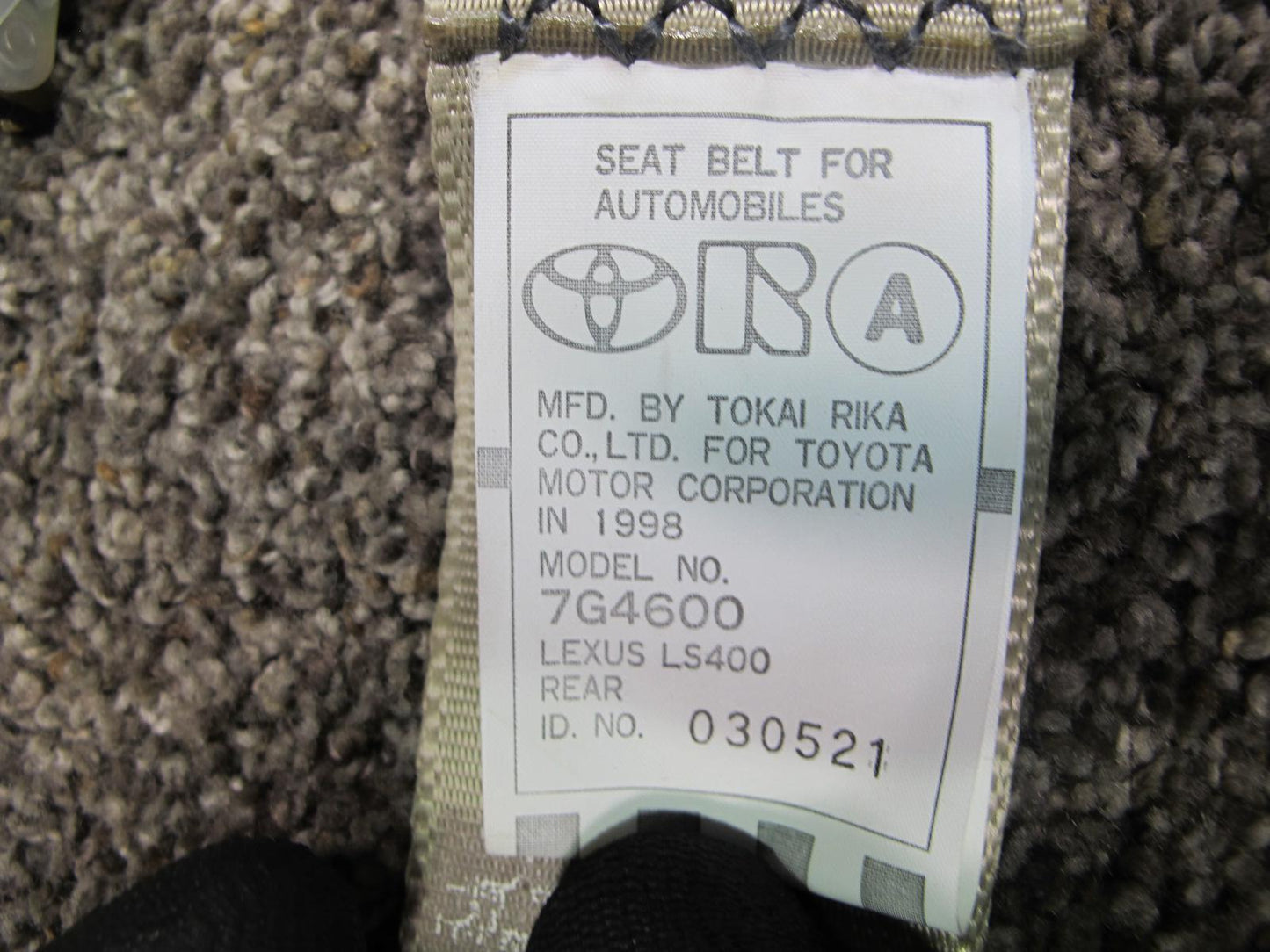 1997-2000 Lexus LS400 Rear Seat Belts Set of 3 OEM