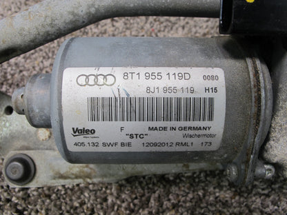 08-16 Audi 8T A5 S5 Front Windshield Wiper Transmission Linkage w Motor OEM