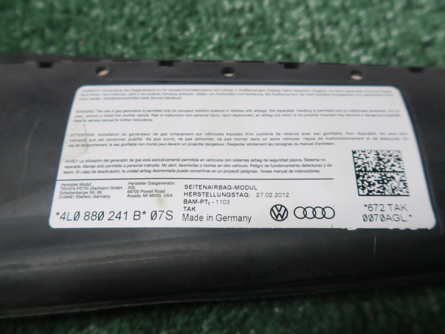 2007-2015 AUDI Q7 Driver & Passenger Seat SRS Air Bag OEM