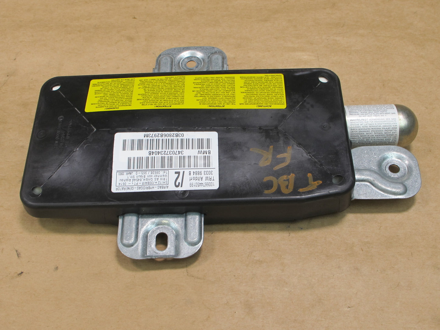 01-06 BMW E46 3-SERIES FRONT RIGHT PASSENGER SIDE DOOR SRS AIRBAG 7037234 OEM