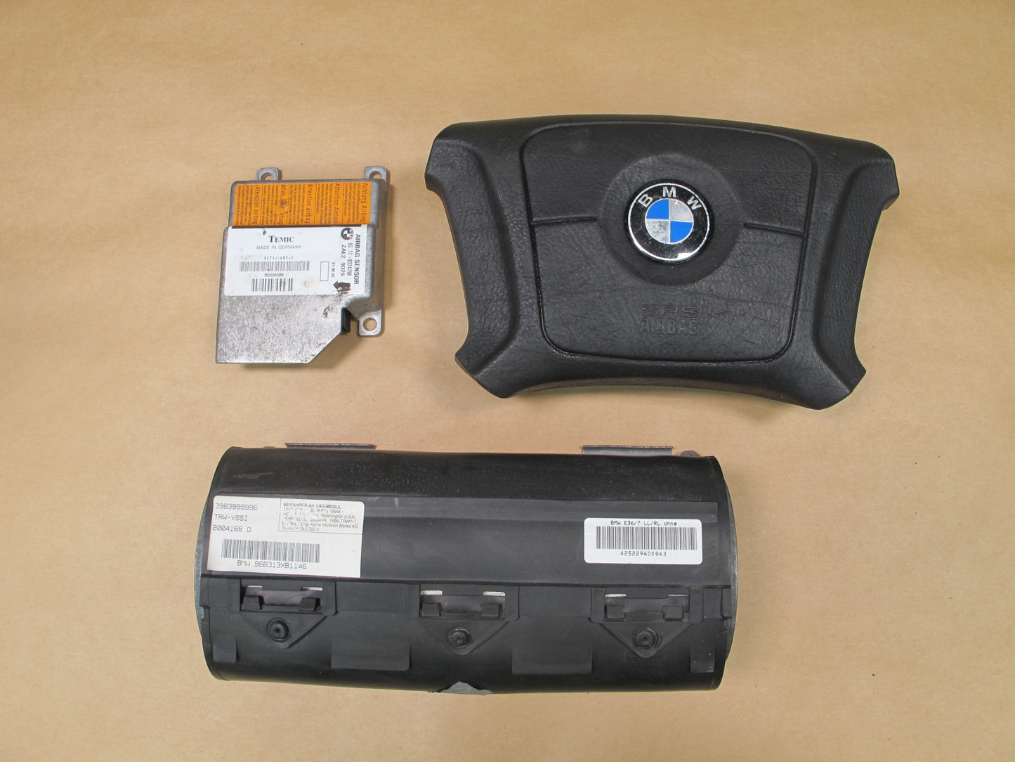 96-97 BMW E36 Z3 FRONT RIGHT & LEFT SIDE DASH STEERING SRS AIRBAG W/ CONTROL MODULE SET OEM