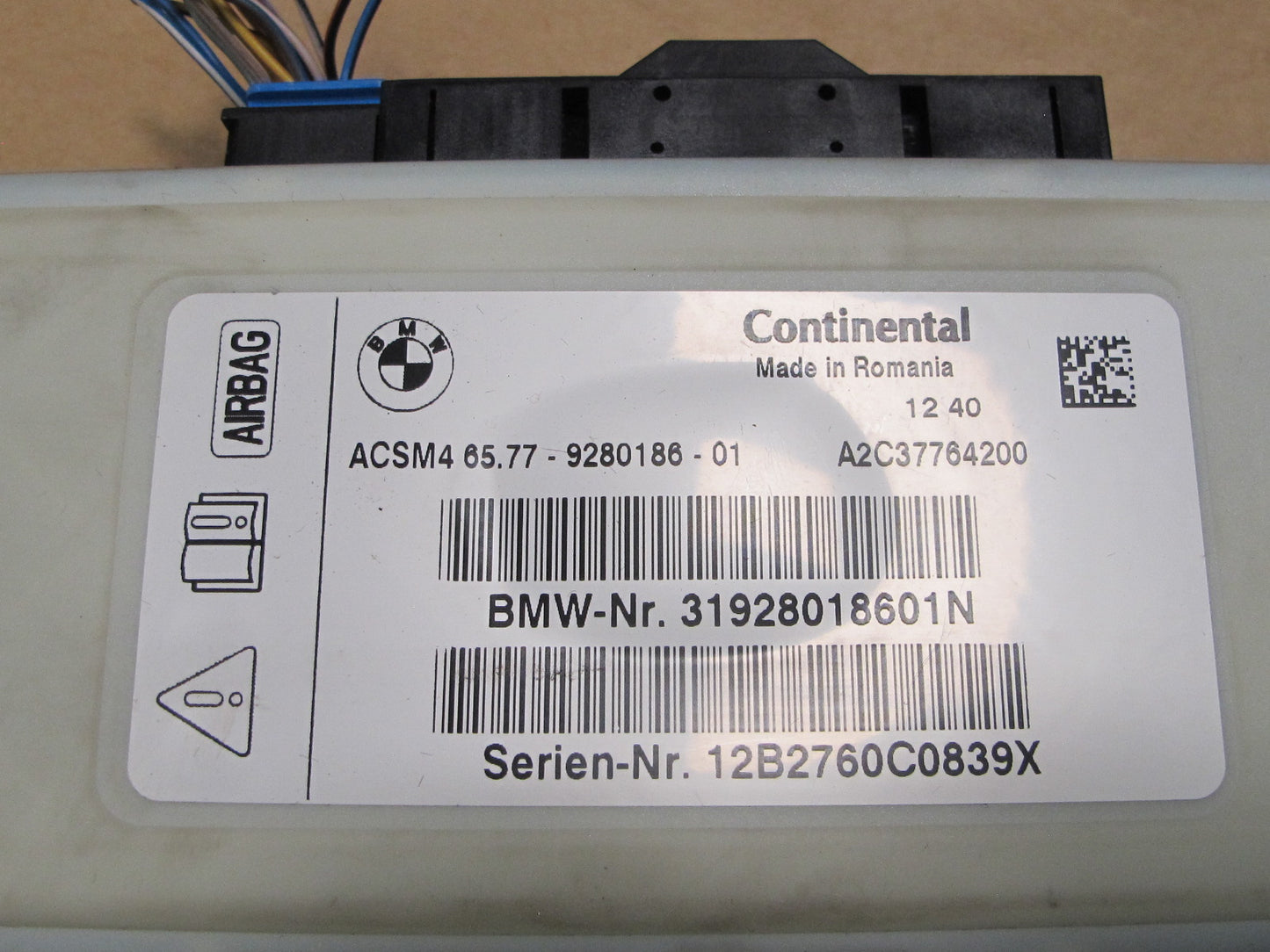 11-16 BMW F10 F11 5-SERIES SRS AIRBAG CONTROL MODULE UNIT 65779280186 OEM