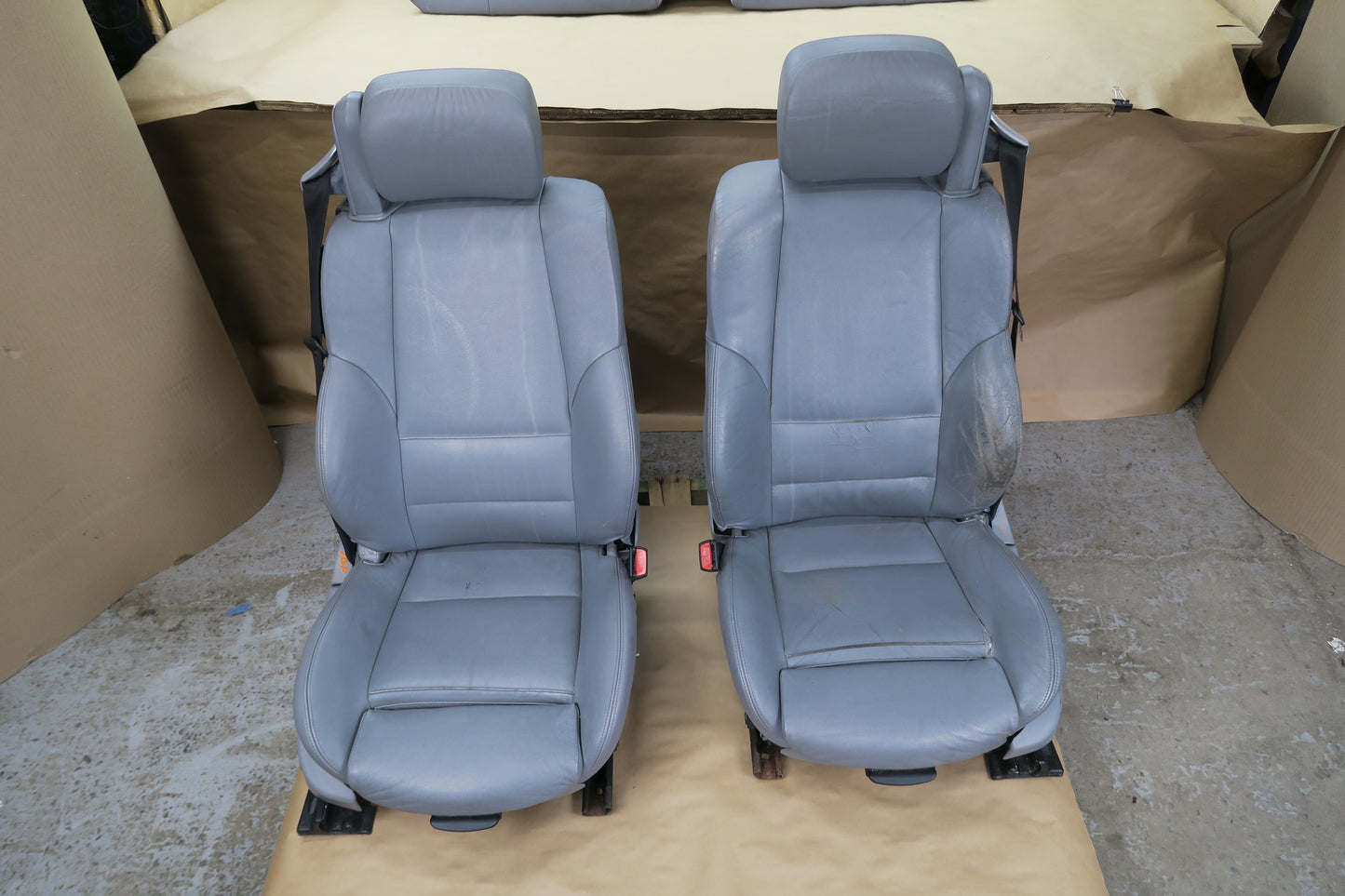 01-06 BMW E46 Convertible Front & Rear Leather Sport Seat Cushion Set Gray OEM