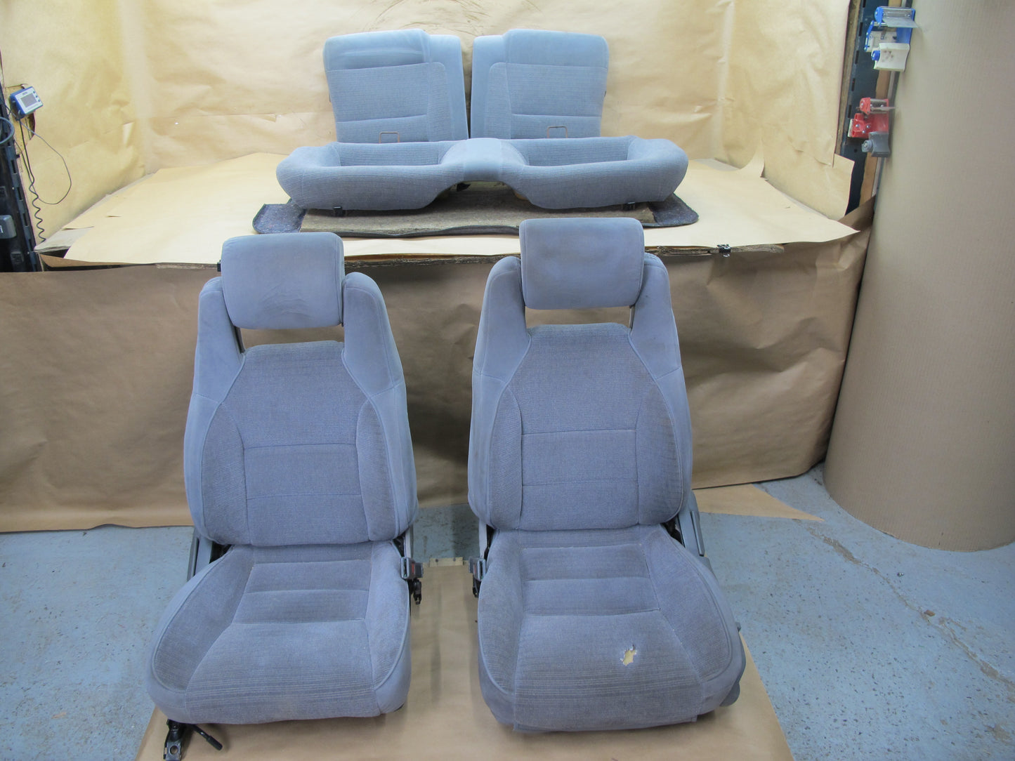 89-92 Toyota Supra MK3 Front & Rear Complete Cloth Seat Set OEM