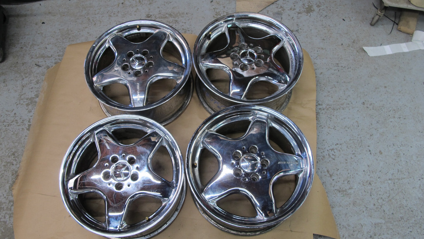 98-03 Mercedes R170 Set of 4 AMG 17" R17 Chrome Wheel Rim 17x7.5J 17x8.5J OEM