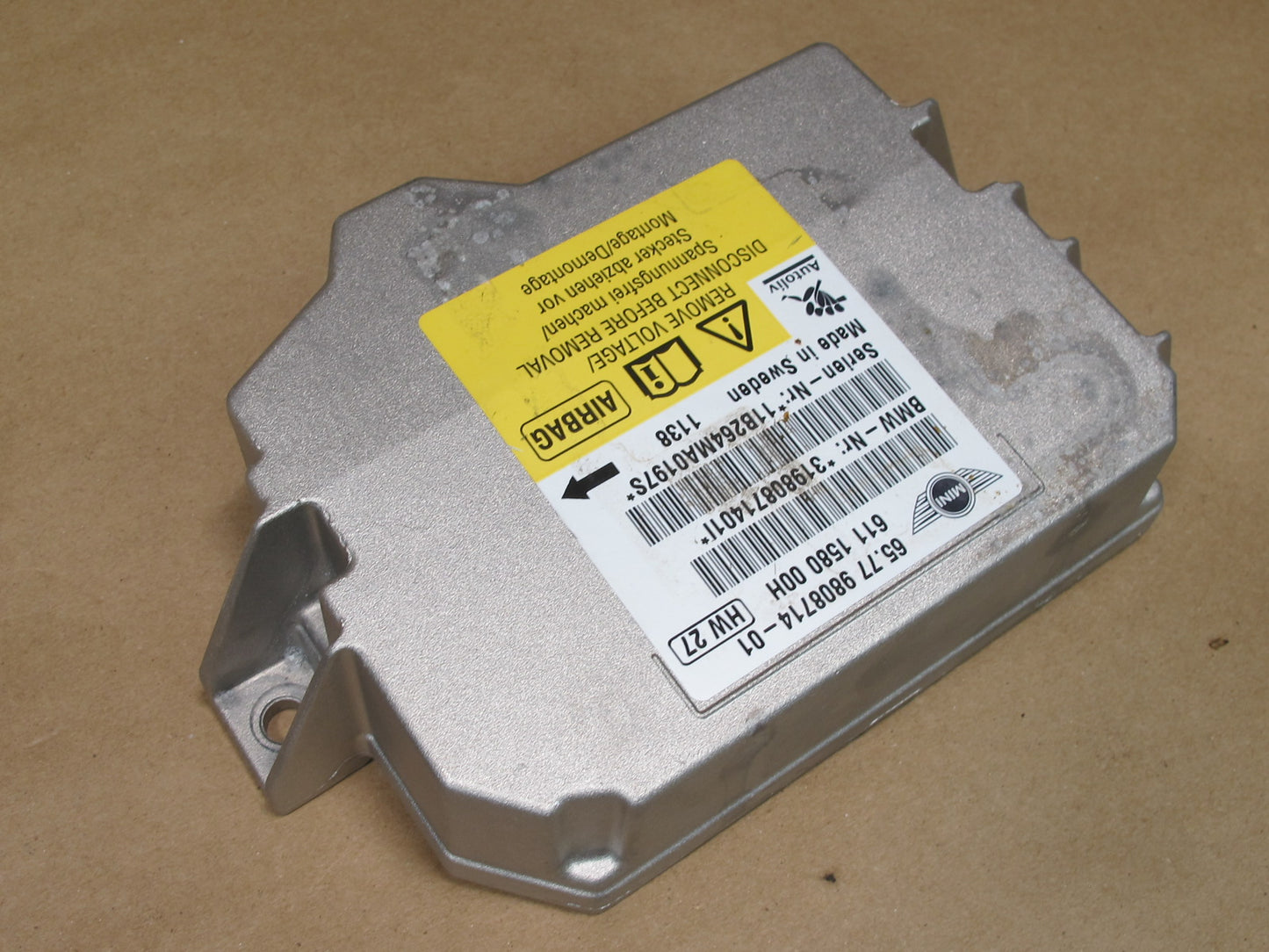 07-13 MINI COOPER R55 R56 SRS AIRBAG CONTROL MODULE UNIT 9808714 OEM