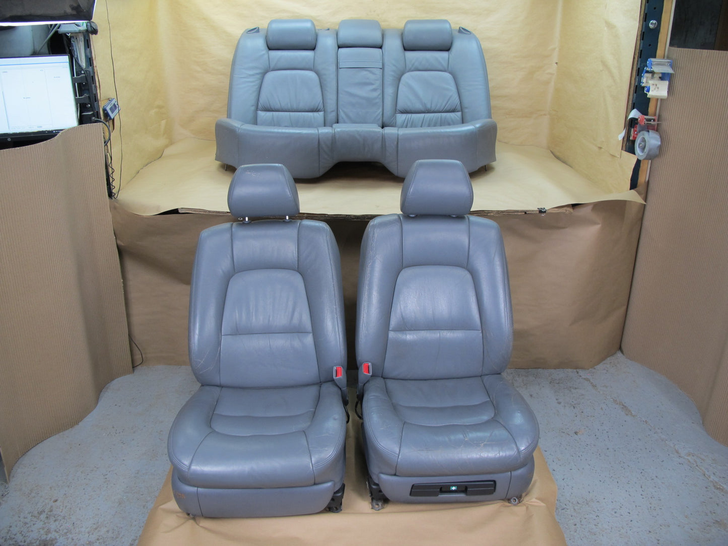 98-00 Lexus UCF20 LS400 Front & Rear Leather Seat Gray Complete Set OEM