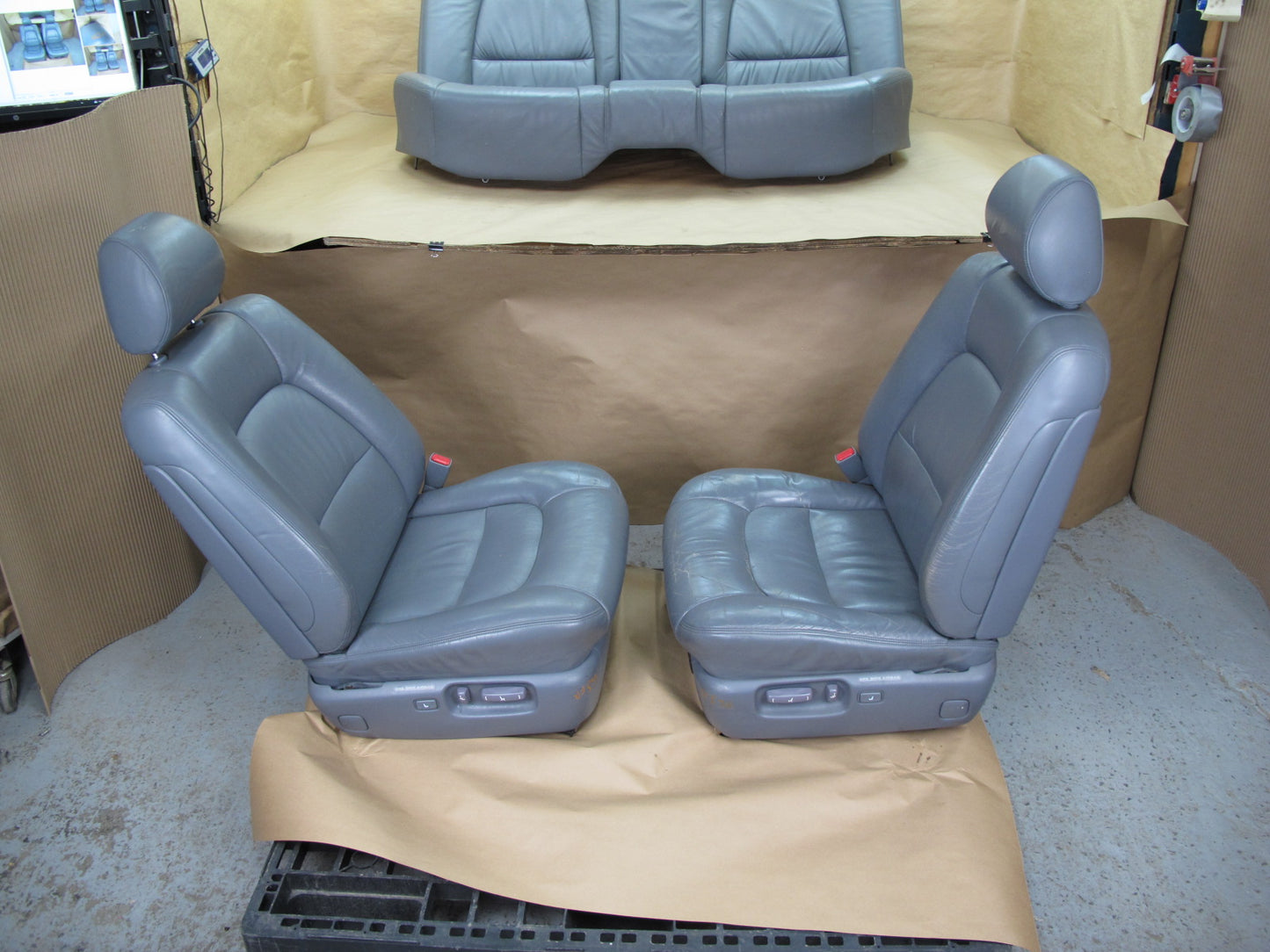 98-00 Lexus UCF20 LS400 Front & Rear Leather Seat Gray Complete Set OEM