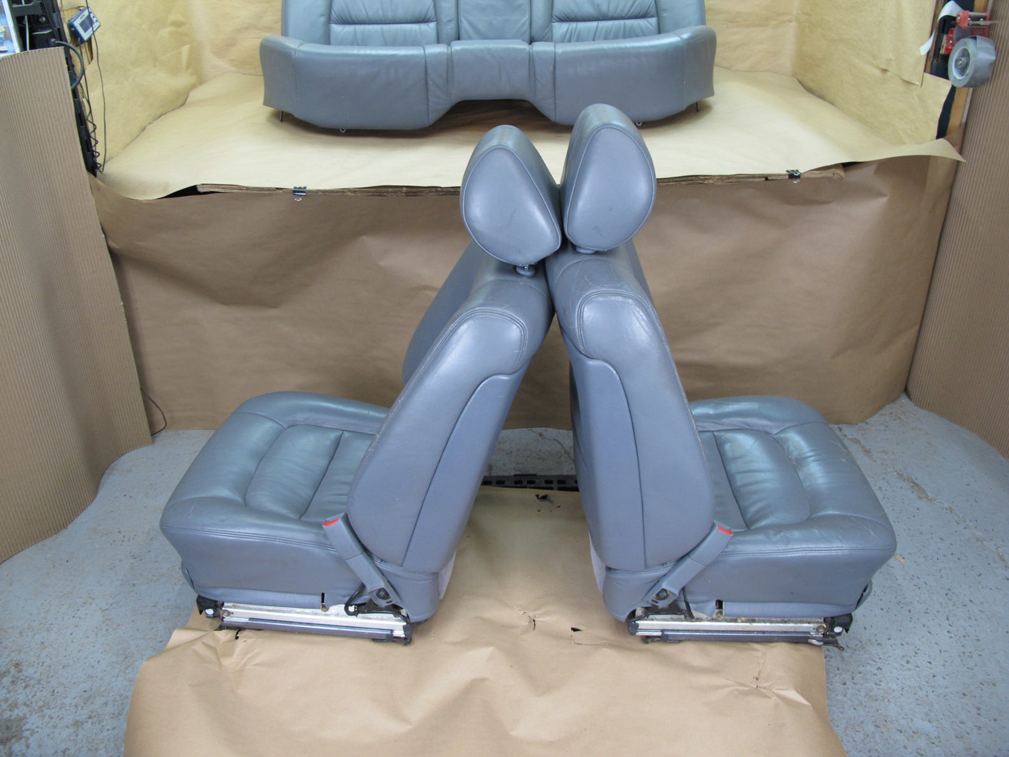 98-00 Lexus UCF20 LS400 Front & Rear Leather Seat Gray Complete Set OEM