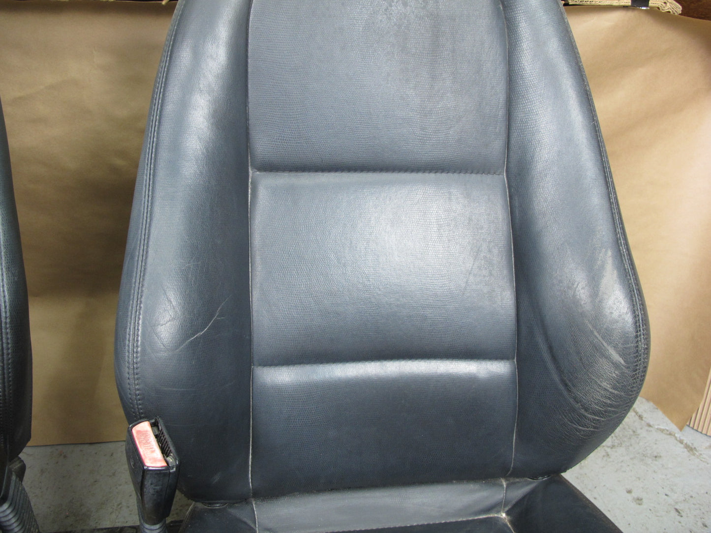 01-02 BMW E36/7 Z3 Set of 2 Left & Right Base Black Chameleon Leather Seat OEM