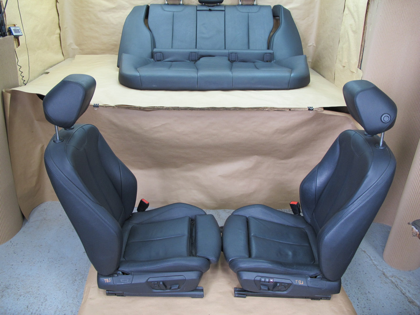 12-18 BMW F30 3-SERIES Front Rear Complete Leather Sport Seat Bolster Set OEM