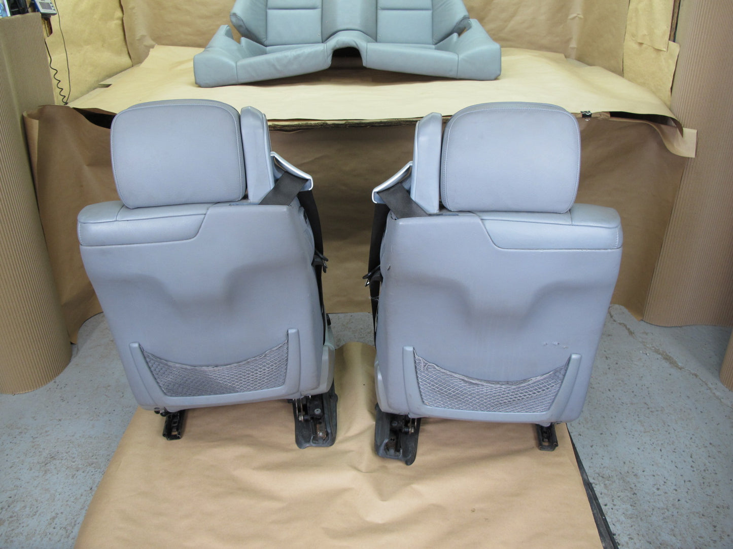 01-06 BMW E46 Convertible Front & Rear Leather Sport Seat Cushion Set Gray OEM