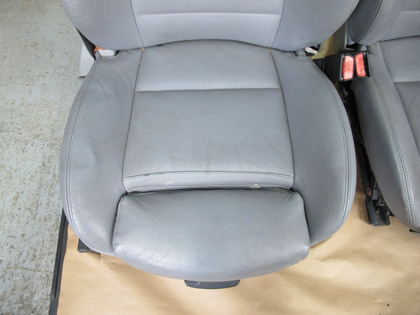 01-06 BMW E46 Convertible Front & Rear Leather Sport Seat Cushion Set Gray OEM