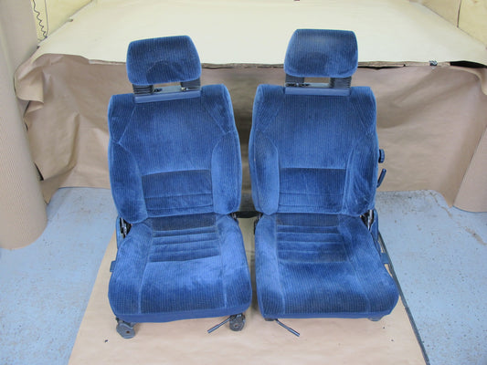 85-89 Toyota MR2 Set of 2 Front Left & Right Velour Seat Blue OEM