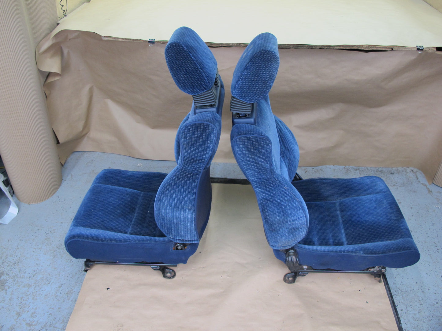 85-89 Toyota MR2 Set of 2 Front Left & Right Velour Seat Blue OEM