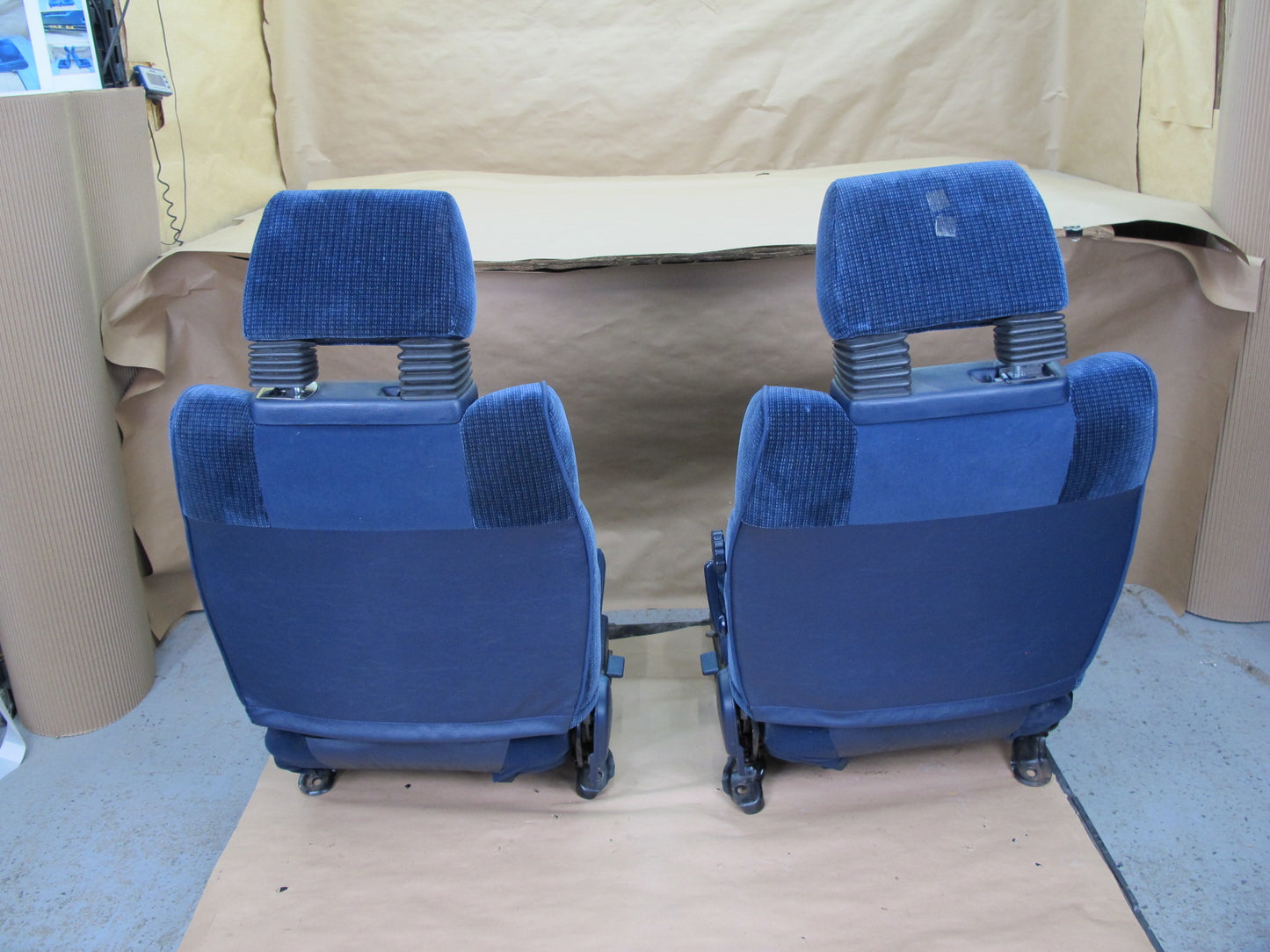 85-89 Toyota MR2 Set of 2 Front Left & Right Velour Seat Blue OEM